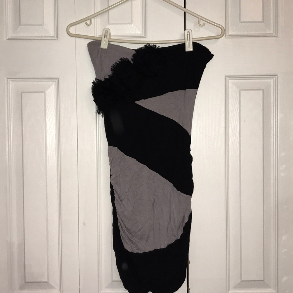 Strapless Dress with Flower Accent